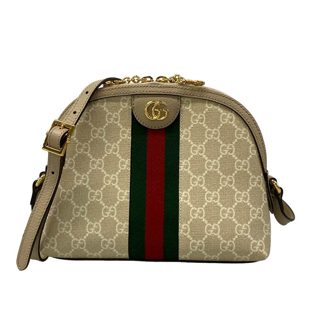 Gucci Ophidia Shoulder Bag 499621 Light Beige Red Green PVC Leather
